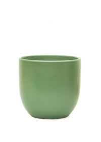 Rounded Ceramic Planter, Matte Green